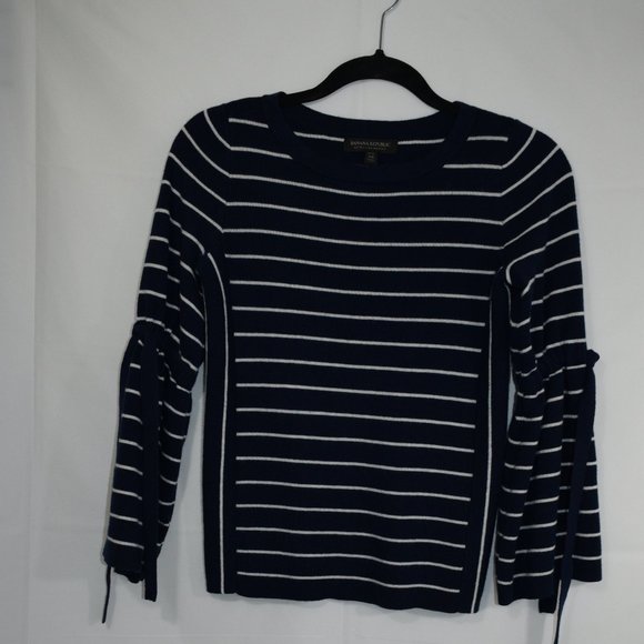 BANANA REPUBLIC NAVY WHITE SWEATER SUPERFINE MERINO BLEND VERY SOFT WAR… - Picture 5 of 9